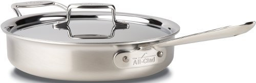 All-clad SD55403 D5 Polished Stainless Steel Non-Stick 5-ply Bonded 3-qt Saute Pan with Lid.