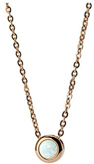 Tapsi´s Coolbodyart® Damen Hals Kette Edelstahl 50 cm Opal Weiß Kette Rose Gold