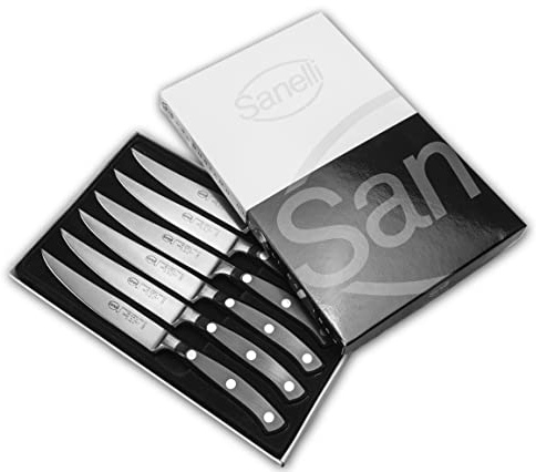 Sanelli 903906 Ergoforge Steakmesser-Set, 6-teilig, mehrfarbig