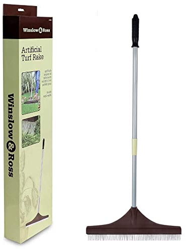 WINSLOW & ROSS 1043 rastrello artificiale erba, rastrello Astro Turf con impugnatura telescopica e pennello in nylon morbido, marrone
