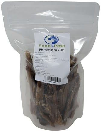 Food4Pets Pferdemagen 250g – Hundeleckerli aus 100% Pferd | 100 Prozent Pferd, natürlicher Snack, ideal als Belohnung, wiederverschließbarer Beutel