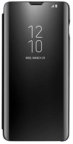 Schutzhülle für Samsung Galaxy S10, Standfunktion, transparent, Sichtfenster, Flip Case (schwarz)