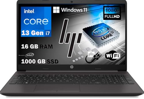HP 250 G10, Pc portatile notebook Grey, Intel Core i7 13Th 10 Core, Ram 16Gb, SSD 1000Gb, Display 15.6 Full HD, Win 11 Pro, Open Office 2021,pronto all'uso