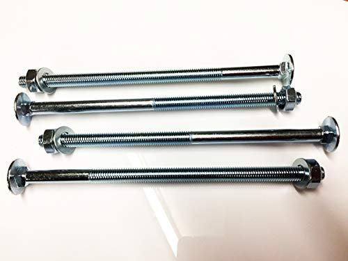 4 Stück M10 x 200 Schlossschrauben Flachrundschrauben BZP 4.8 komplett mit Vollmuttern & Form-A Unterlegscheiben DIN 603