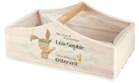 Herz & Heim® Osternest Pflanzkiste mit Gravur oder Druck - Osterkörbchen Osterhase Indianer