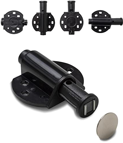 IPEA Chiusure Magnetiche a Scatto per Mobili, Porte, Armadi, Cassetti, 4 Pz, Chiusura Magnetica con Calamita con Rondella Metallica Adesiva per Ante e Credenze, Cerniera Magnetica, Nero