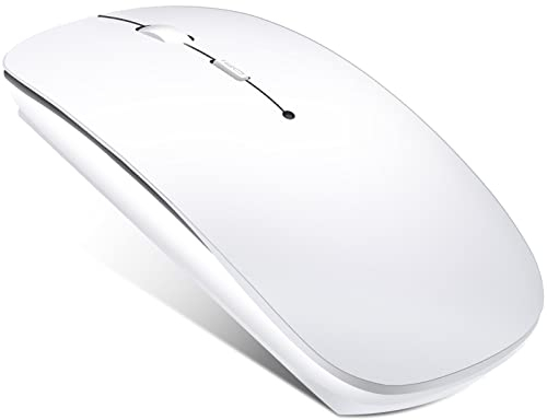 QYFP Ratón Bluetooth, recargable, ligero, ratón inalámbrico compatible con MacBook Pro/Air/Android/iOS tablet/portátil/PC/Mac/ordenador, color blanco