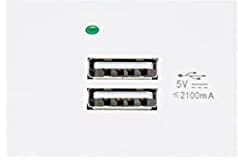 Maclean MCE728W USB Steckdose Ladegerät 2x USB-Anschluss bis 2.1A Fast Charge Modulare Wandsteckdose Unterputzdose Wanddose Einbaudose Unterputz Montage (Weiß)