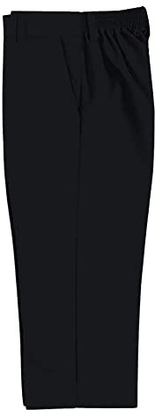 YAHOMI® Pojkar barn skoluniform halv elastisk midja dra upp byxor teflonbyxor två sidofickor platt framsida (ålder 2-12 år), Svart, 5-6 År
