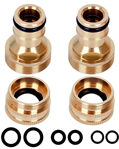 YAAVAAW 2Set Brass Hose Tap Connectors Kitchen Sink Connector &Converters, Adapter for Mixer, 22mm Threaded Swan Neck, Garden, Washing Machine