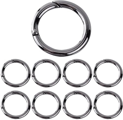 10 Stück Karabiner Rund Edelstahl Groß, Karabinerhaken Snap Schwarz, Rund Schlüsselring Schlüsselanhänger, 40mm Karabiner Ring, Rundkarabiner für Brieftaschen Kunsthandwerk Handtaschen