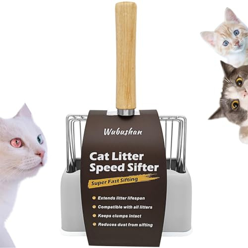 Pelle Litiere Chat Metal, Pelle à Litière pour Chat Pour Chat Avec Support, Pelle à Chat en Métal 7mm, Pelle à Litière avec Manche en Bois pour Le Nettoyage des Animaux Domestiques, Chiens, Chats