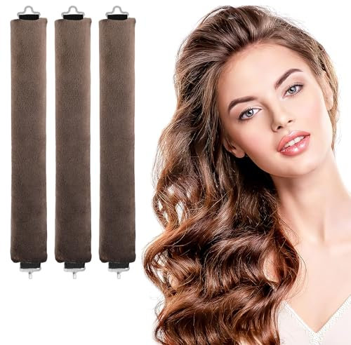 3 Boucle Sans Chaleur, Boudin Cheveux Bigoudis Sans Chaleur, Heatless Hair Curlers Curling Rods, Bricolage Outils de Coiffure pour Tous Les Types de Cheveux, Marron