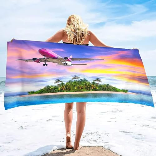okoikfc 3D Strandtuch 150x200 cm Flugzeug Badetuch Groß Flugzeug Microfaser Handtücher Weich Schnell Trocknen Strandhandtuch Herren Frauen Badetücher, Strandtücher Strandlaken Handtuch A993