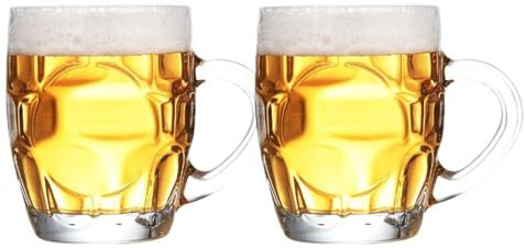ZYDPPMOZ Copas de Vino Jarra de Cerveza Transparente con asa, cristalería Espesa, Copas de Vino, Barra de Vidrio de Agua, Taza de Cerveza para el hogar Bares Bodas (Color : 2pcs, Size : B)