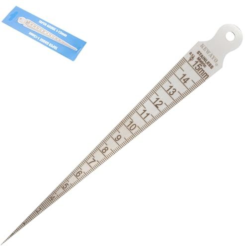 KEWAYO Edelstahl Lineal, Keil Fühlerlehre, Konuslehre, Tiefenlineal, 1-15 mm Edelstahl Spaltlehre Schweißen Lineal, Tragbares Lineal für Tischlerzeichnungen für die Verjüngungsmessung
