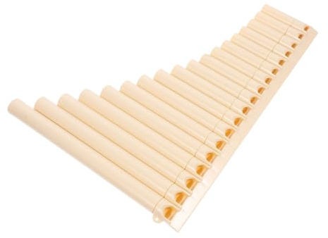 DECHOUS 18-röhrige Panflöte aus Kunstharz mit Mittlerem C-ton Voller Klangqualität Beige Musikinstrument für Musikalische Bildung und Anfänger