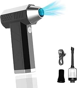 Aspirabriciole Portatile, Soffiatore per Polvere con Torcia a LED, Elettrico Rimuovi Polvere Senza Fili con 4 Modalità, Ventilatore con Batteria Ricaricabile USB C per Pulire Tastiere, Auto.