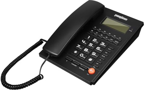 Artibetter Telefono Aziendale Numero Chiaro Telefoni Fisso con Il o di Risposta o Dell'ufficio i Fissi Desktop Rispondendo o Fisso Casa Display Comporre Nero ABS