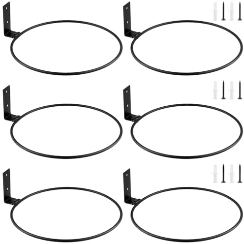 SYUTBOU 6 supporti per vasi da fiori da parete, diametro 20 cm, supporto da parete in metallo, per piante, interni ed esterni
