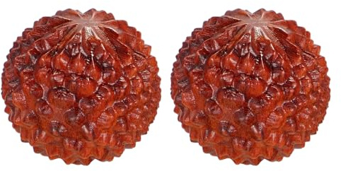 FIXOSHEE 2 Stück Holz massagebälle Handgefertigtes Litchi ornament für Akupressur und Handmuskeltraining Langlebige Holzkunst für Muskelentspannung und Stressabbau bei Sportlern Musikern