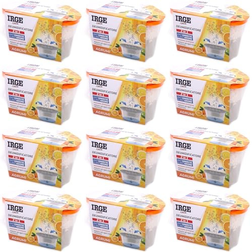 SET 12 vaschette 400 ml assorbi umidità profumate AGRUMI anti odore deumidificatore sali per bagno cucina camper caravan roulotte ripostiglio dispensa armadio