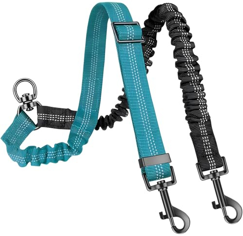 Double Dog Lead for Walking 2 Dogs No Tangle | 360°Swivel Rotation Two 2 Splitter, Comfortable Shock Absorbing Walking Training for 2 Medium Dogs