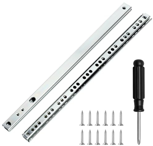 XRVRILE Rieles para Cajones de 310 mm, Juego de 2 (1 Par), Guias Cajones Carriles de Bolas con Ranura de 17 mm, Drawer Rails Incluyendo Herrajes de Montaje
