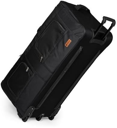 HEYO Reisetasche mit Rollen Groß XXL Trolley– robuste Rolltasche, Weichgepäck ideal für Reisen Teleskopgriff (Schwarz, 70x32x36 cm)