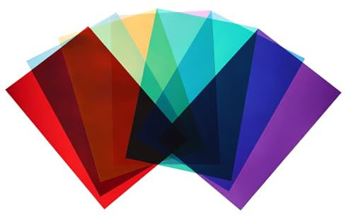 Colorful Window Film, 7 Colors Transparent Window Film Self Adhesive Glass Films for DIY Christmas Party Home Decoration 11.8Inch x7.8Inch