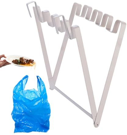 Generico Soporte grande para de basura de acero inoxidable – Cubo de basura de cocina con puerta de armario plegable, soporte de basura portátil debajo del | Contenedor para guardar objetos