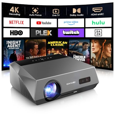 Smart Projector Decoding 4K,2300ANSI Daylight LED Projectors 1080P Native, Autofocus,WiFi6,Bluetooth,HDMI eARC/CEC, HDR10 Proyector for Home Theater Outdoor Movie Night Gaming Ceiling