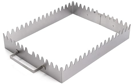 JD Europe Stainless Steel Rack, Silver, Serrated Edges, Length 30cm x Width 24 cm, for Grilling Kebabs