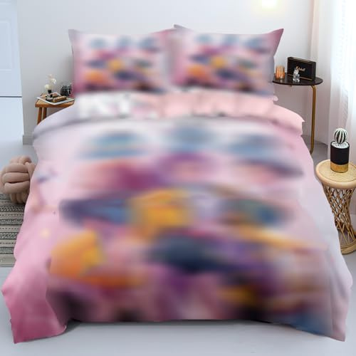 Set Copripiumino Letto Singolo con k-p-op H-un-tr-ix, Sacco Copripiumone 135x200 cm + Federa 80x80cm, 100% Cotone, Decorazione per Camera da Letto,in Microfibra,Facile da Pulire,Regalo per Figlia (A)