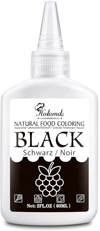 Colorant alimentaire liquide naturel 60 ml, à base de plantes, végan, sans gluten et sans OGM – sans colorants FD&C, pour pâtisserie, décoration, fondant, œufs de Pâques et boissons (Noir)