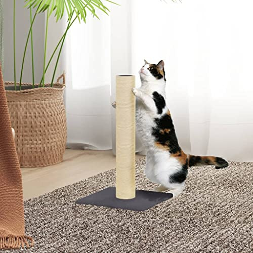 Tiragraffi classico per gatti con colonna tiragraffi in sisal, grigio scuro, 22 x 22 x 45 cm, rivestimento in morbido peluche, resistente ai graffi e confortevole, sisal naturale per affilare gli