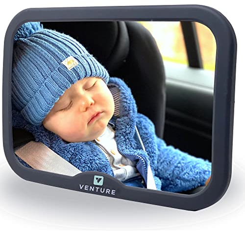 Venture Baby Car Mirror for Back Seat - 360° Adjustable Rear View Baby Mirror for Cars, Shatterproof, Clear Wide View, Safe & Easy to Install - Perfect Car Accessories For Rear Facing Children