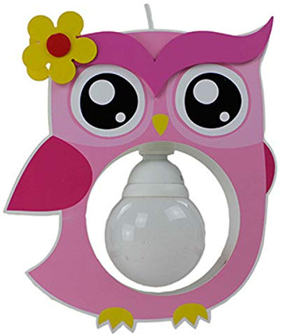 Elobra Kinderlampe Deckenleuchte Hängeleuchte Eule, Holz, Kinderzimmer, rosa , A++, 40 x 30 x 10 cm