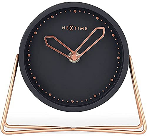NeXtime 5204ZW Tischuhr CROSS TABLE, lautlos, rund, Stein / Metall, 17,5 x 15,5 cm