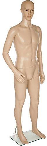 tectake® Schaufensterpuppe, drehbare und bewegliche Puppe lebensgroß, Figuren mit Kopf, Mannequin, Schneiderpuppe, Kleiderpuppe, Aufstellungsfiguren - Herren