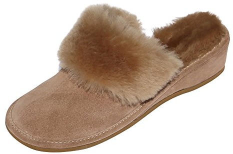Hollert Leather Lammfell Hausschuhe MAROKKO Premium Damen Fellschuhe aus 100% Merino Schaffell Größe EUR 37, Farbe Beige