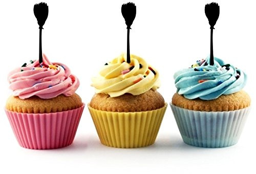 TA0660 witch broomstick Silhouette Party Wedding Birthday Acrylic Cupcake Toppers Decor 10 pcs