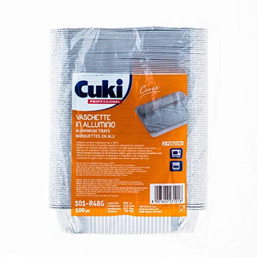Cuki CONTENITORI RETTANGOLARI in Alluminio 100 PZ R48G 2 PORZIONI 140x210x38 mm