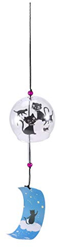 Happyyami Japanisches Windspiel Katzenmotiv Hängende Windglocke Aus Glas Für Garten Balkon Und Innenbereich Dekoratives Klangspiel Zur Entspannung Und Geschenk