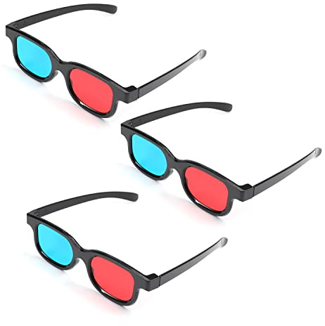 Othmro 3pcs Rojo-Azul 3D Vidrios/Cyan Anaglifo Vidrios, Anaglifo Dimensional 3D Visión Gafas para TV Juego DVD 3D Video Virtual