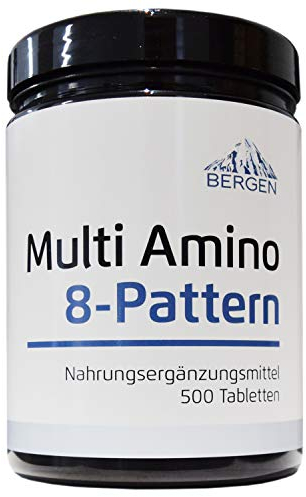 Multi Amino-EAA 8 Pattern - 500 Tabletten mit je 1000 mg - Master Amino Protein Formel mit 8 essentielle Aminosäuren aus Hülsenfrüchten - BCAA - Hochdosiert - Vegan - Laborgeprüft