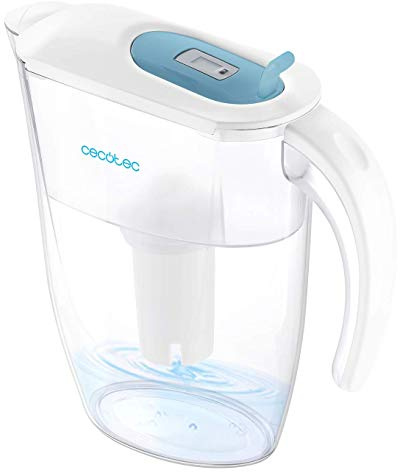 Cecotec H2ONature 2400 - Caraffa purificante attiva dell'acqua, filtro a quattro strati, indicatore LCD, capacità massima 2,4 L senza filtro, coperchio rimovibile, include 3 filtri