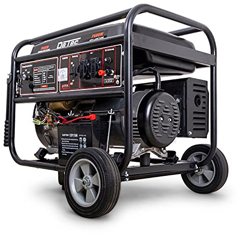 DeTec. DT-LB7500E-1 Générateur de courant à essence 7 kW - 400 V - Démarrage électronique - Groupe électrogène monophasé - Moteur 18 CV (7,5 kW 1 phase)