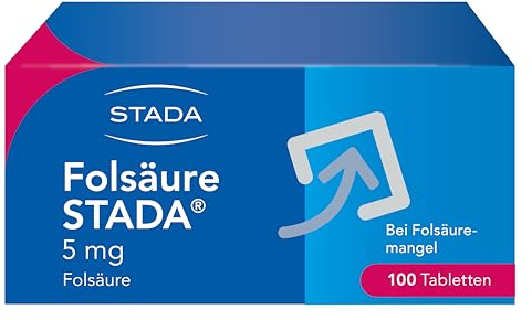 Folsäure STADA 5 mg Tabletten, Vitaminpräparat zur Behandlung von Folsäuremangelzuständen, 100 Stk