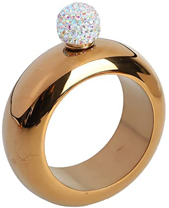 Petaca de pulsera, 3.5 onzas hecha a mano con tapa de cristal de acero inoxidable, forma de pulsera hueca, redonda, petaca portátil para baile, fiesta de cumpleaños, club, bar, regalo para mujeres y